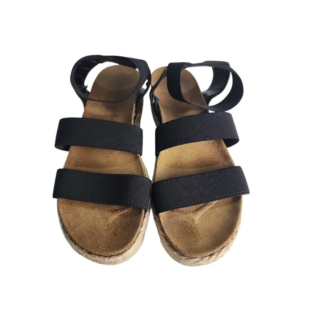 Espadrille Platform Sandals Womens Size 8 Black Boho Summer Casual Festival